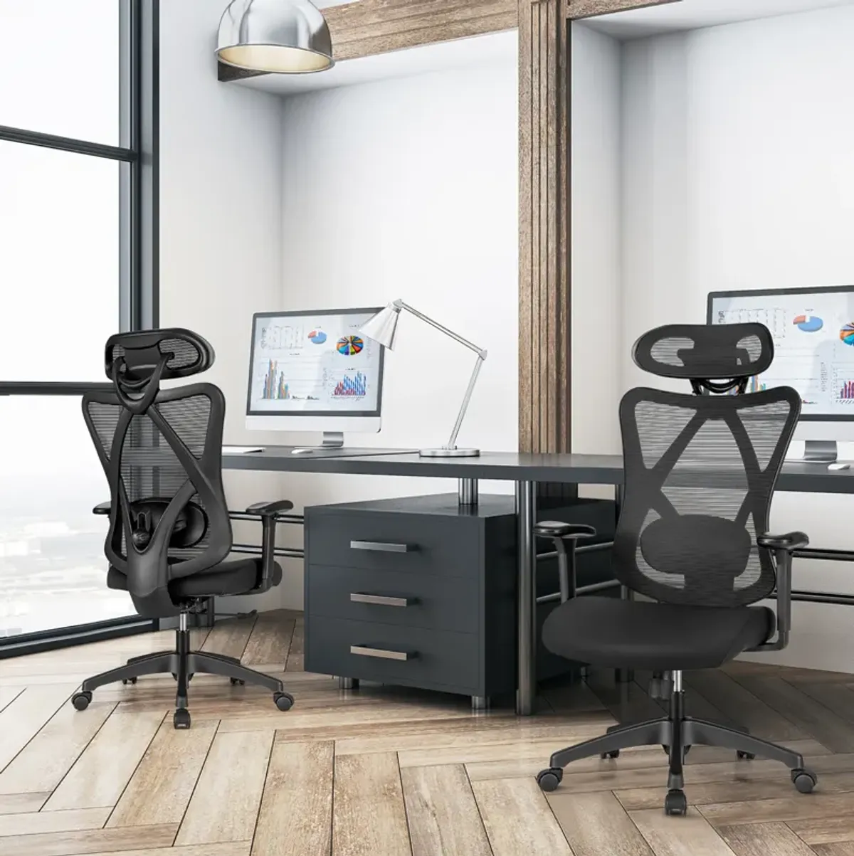 Costway Ergonomic High Back Mesh Office Chair w/ Adjustable Lumbar Support