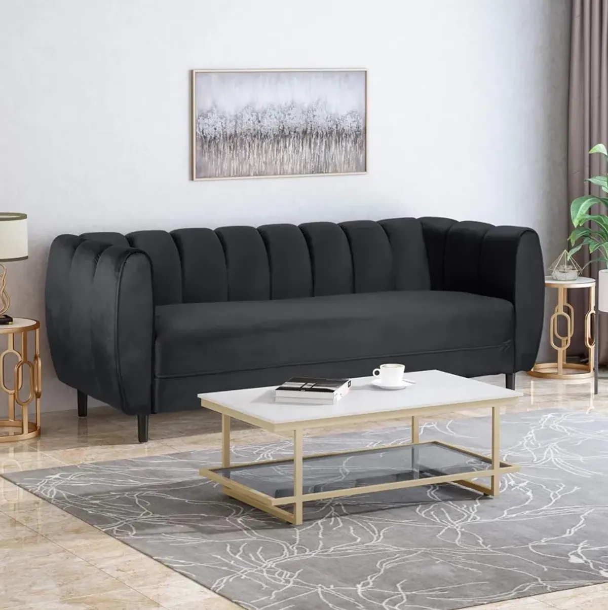 Merax Velvet 3-Seater Sofa