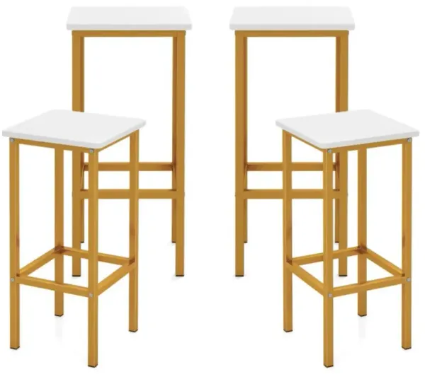 Hivvago Set of 4 Bar Stool Set 26 Inch Bar Chair with Metal Legs and Footrest