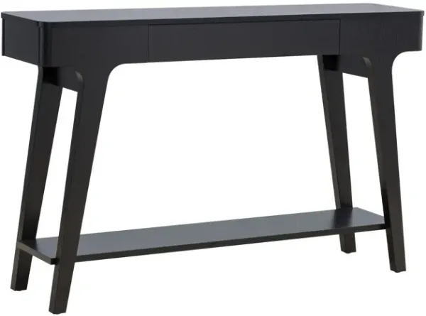 Lue 47 Inch Wood Console Sofa Table, 1 Drawer, Bottom Shelf, Black-Benzara