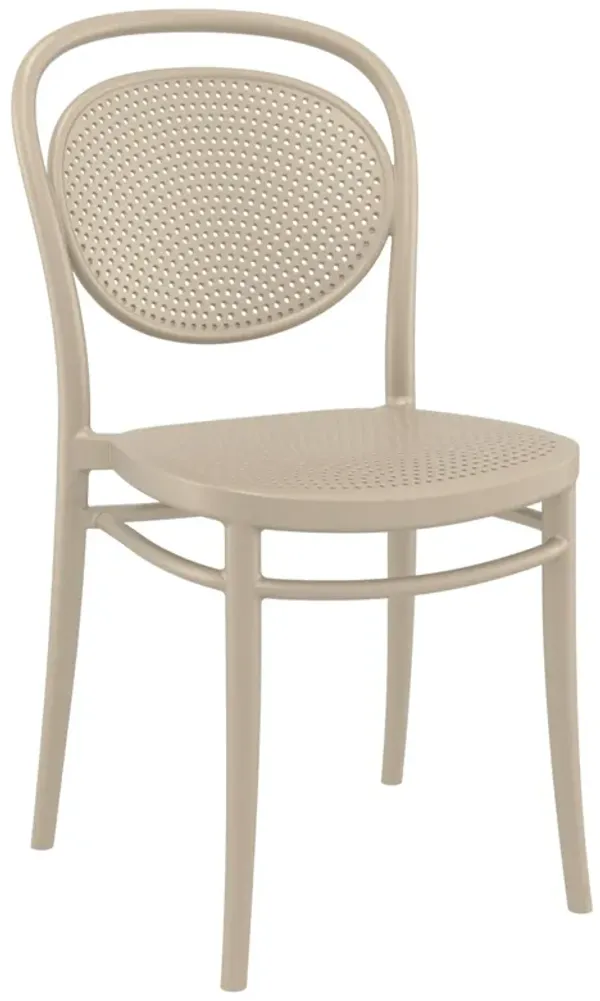 33.5" Taupe Brown Stackable Outdoor Patio Armless Chair