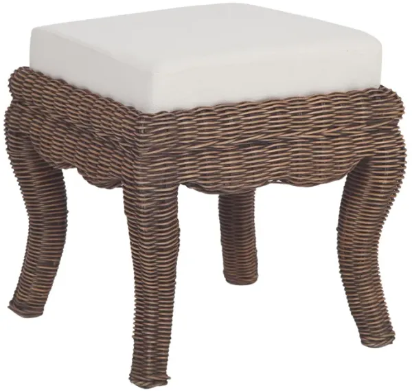 Rowan 19.7" Bohemian Designer Woven Rattan/Wood Ottoman Vanity Stool