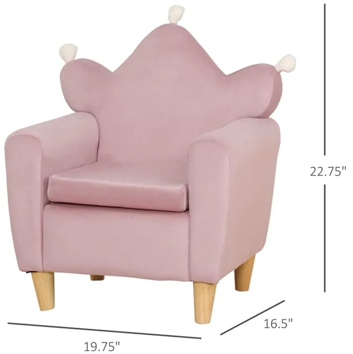 Pink Kids' Throne: Crown-Shaped Single Lounger Armchair