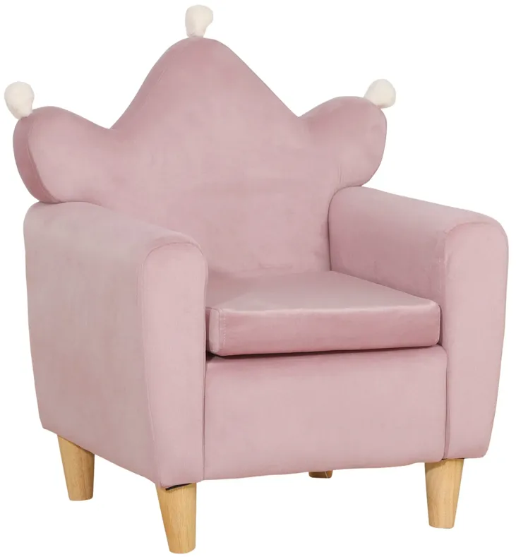 Pink Kids' Throne: Crown-Shaped Single Lounger Armchair