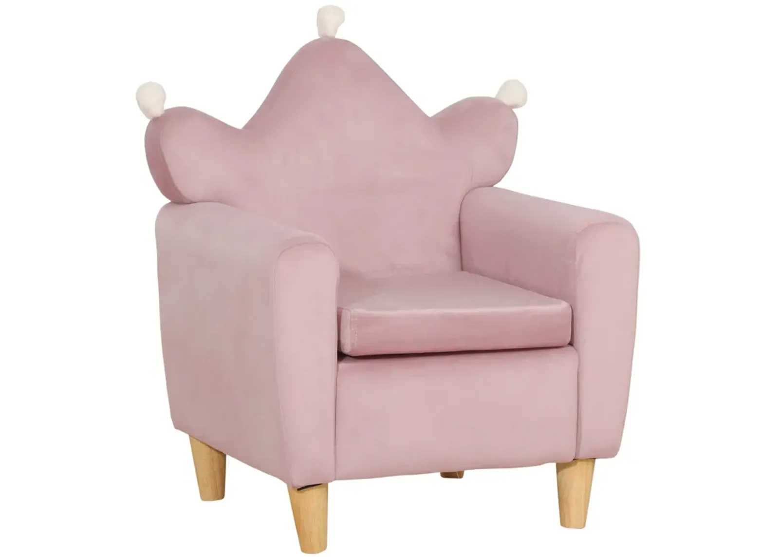 Pink Kids' Throne: Crown-Shaped Single Lounger Armchair