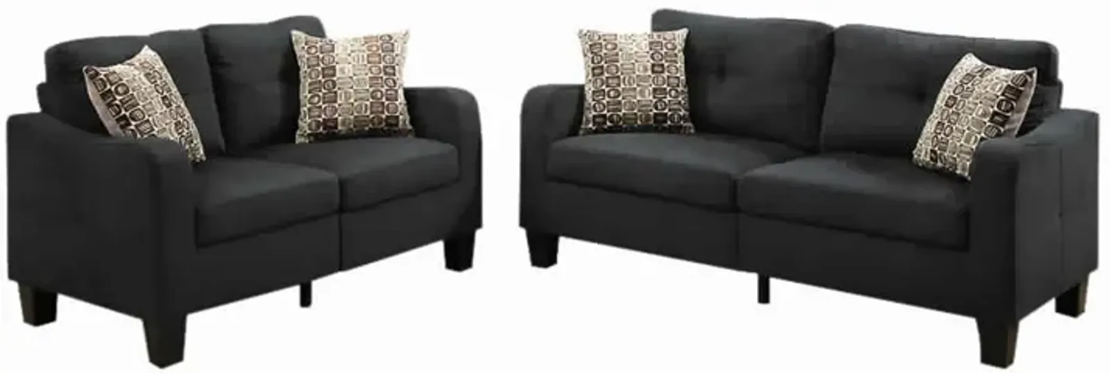 Polyfiber 2 Pieces Sofa Set With Accent Pillows Dark Gray-Benzara