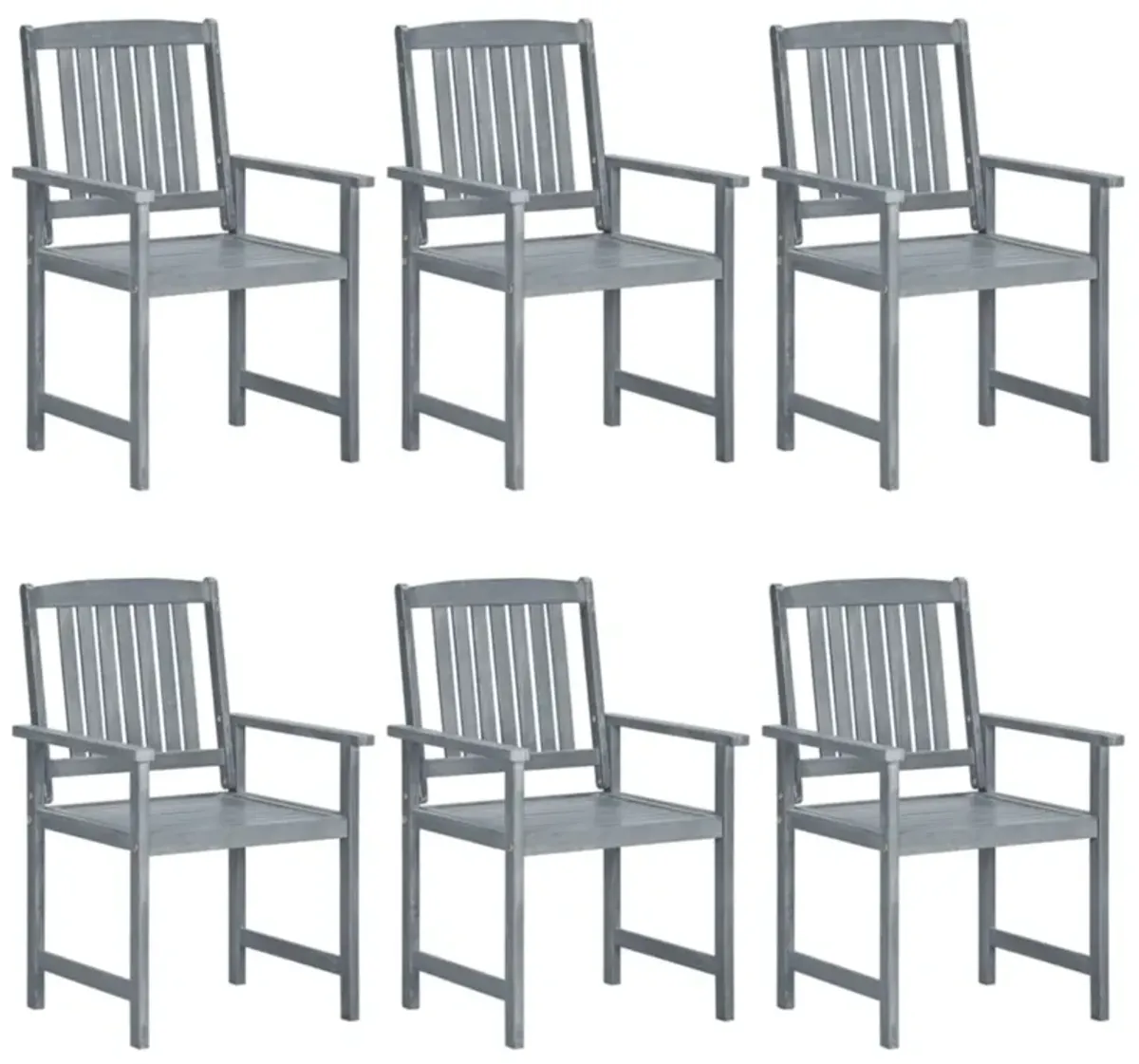 vidaXL Patio Chairs with Cushions 6 pcs Solid Acacia Wood Gray