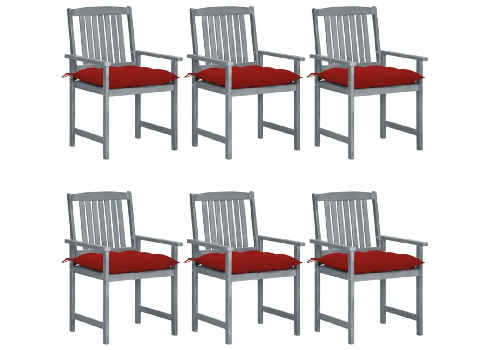 vidaXL Patio Chairs with Cushions 6 pcs Solid Acacia Wood Gray