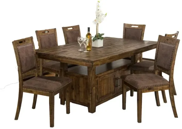 Jofran Cannon Valley Rustic Industrial Brown 72 Table + 6 Upholstered Dining Chairs