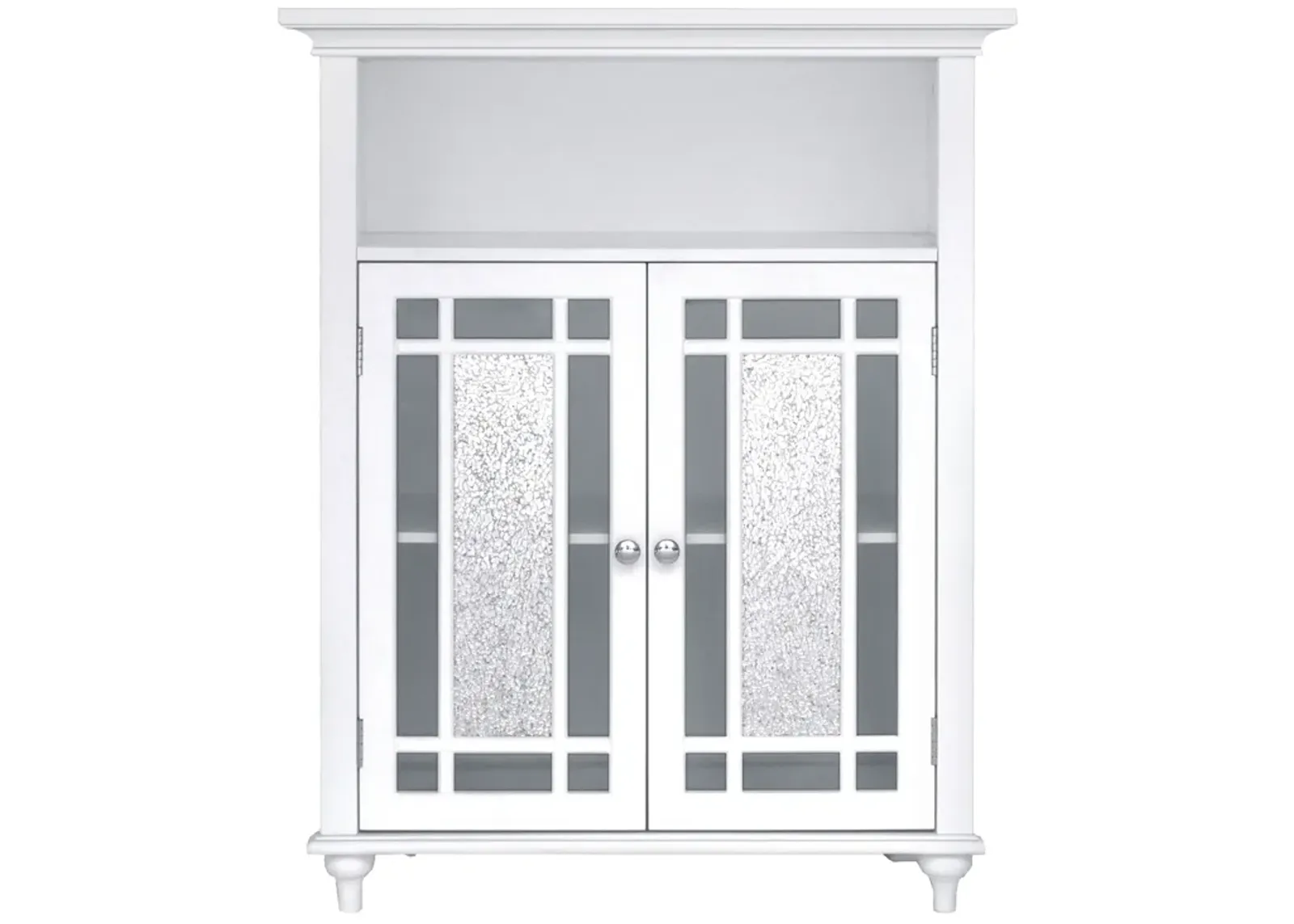 Teamson Home Windsor Wooden Floor Cabinet with Glass Mosaic Doors, White