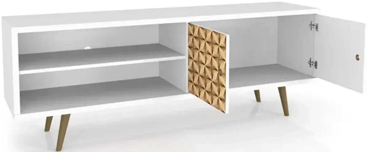 Liberty Large TV Stand in White and Brown Pattern