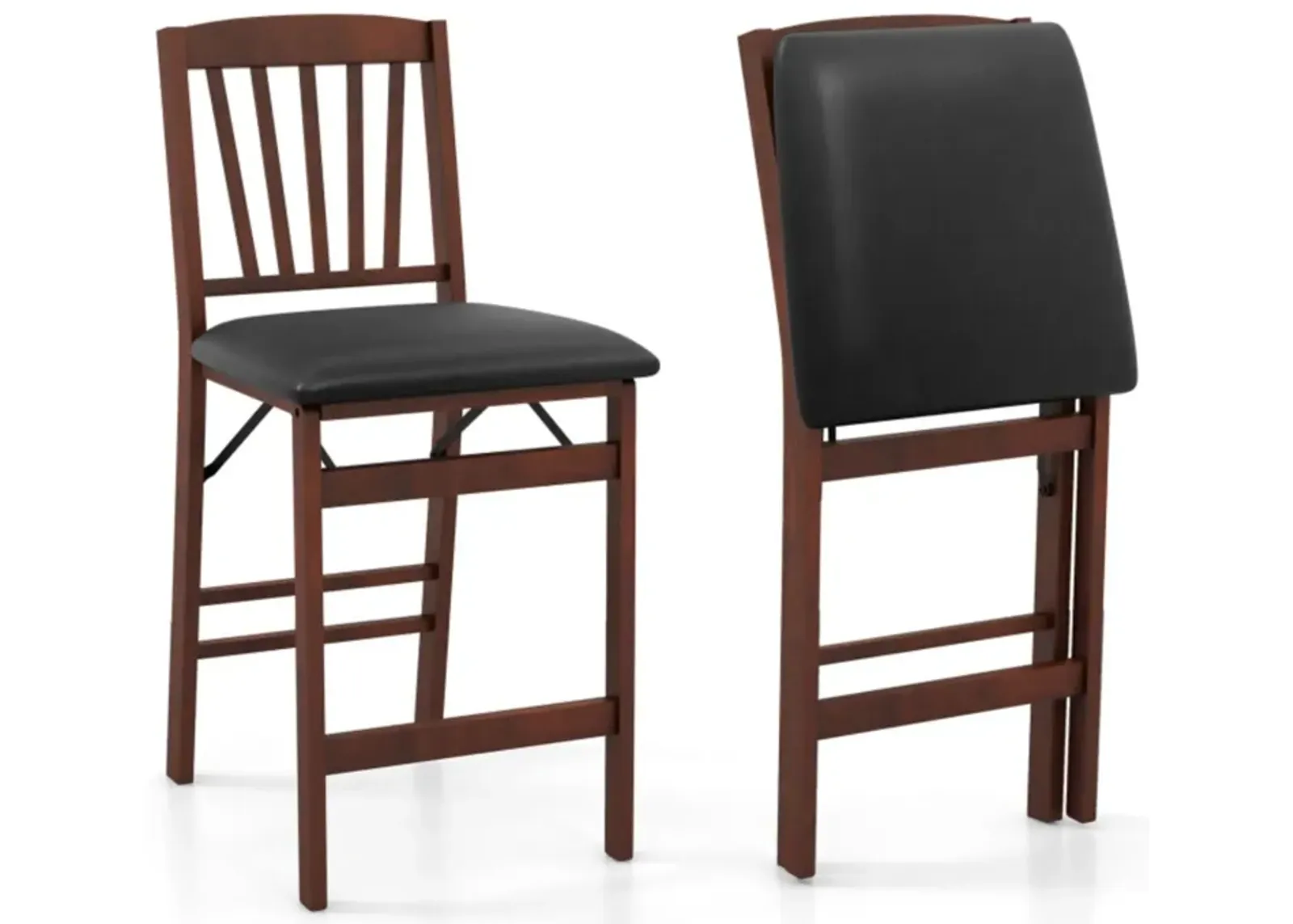 Hivvago Set of 2 Counter Height Chairs Folding Kitchen Island Stool with Padded Seat