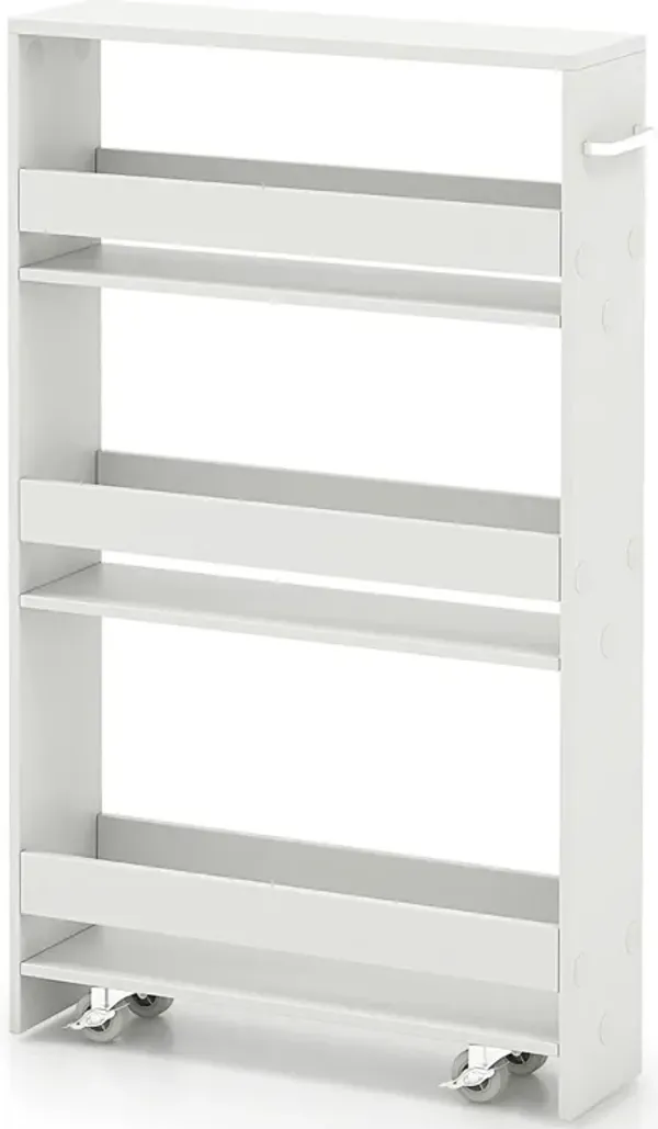 Multi-Purpose Narrow Rolling Cart with Open Shelves for Kitchen & Living Areas