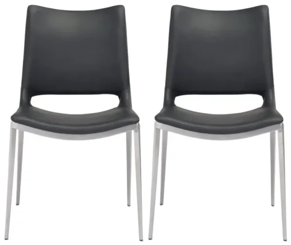 Modern Upholstered Faux Leather Dining Chairs, Set of Two for Dining Room