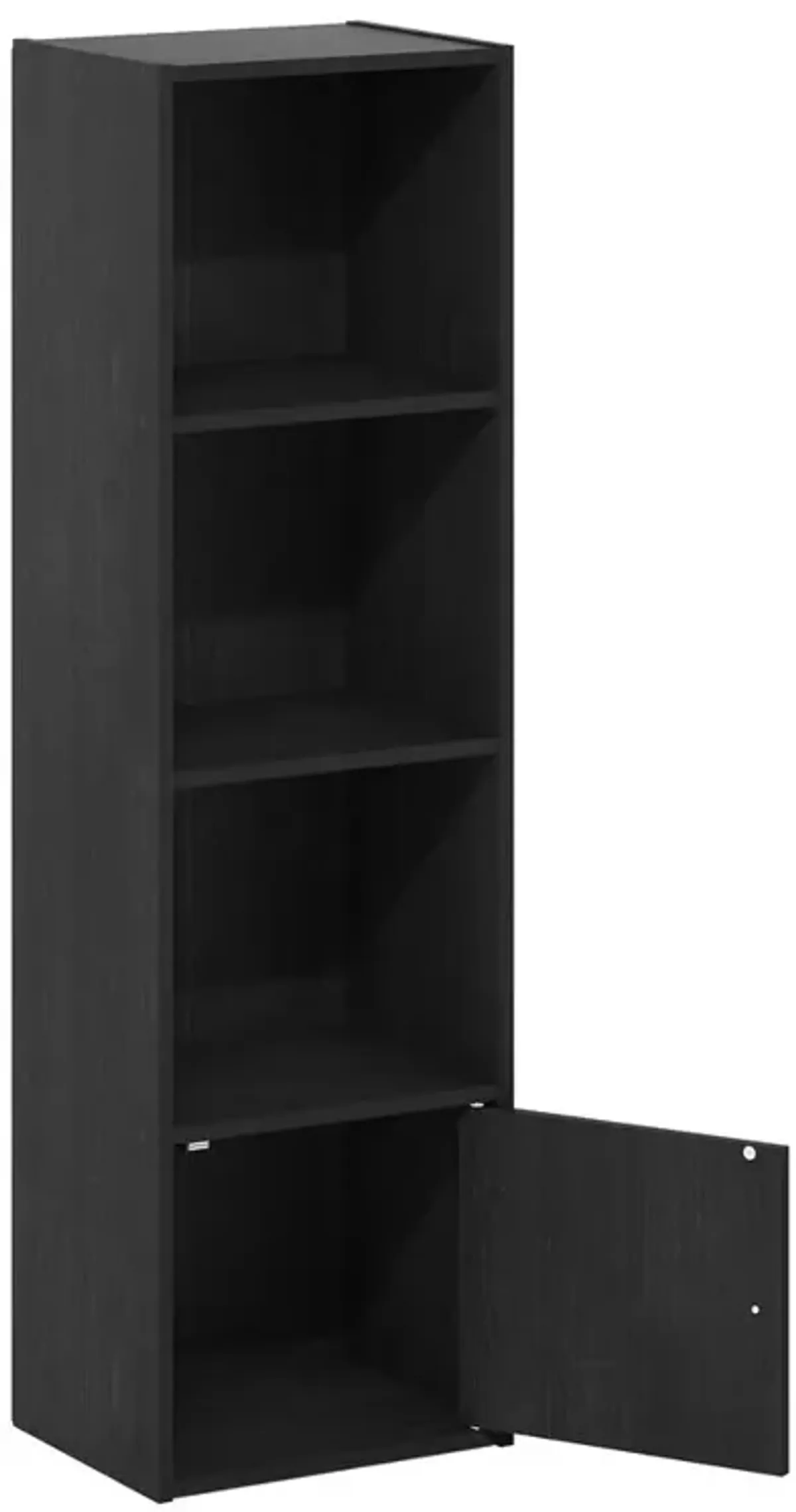 Furinno Luder 4-Tier Shelf Bookcase with 1 Door Storage Cabinet, Blackwood