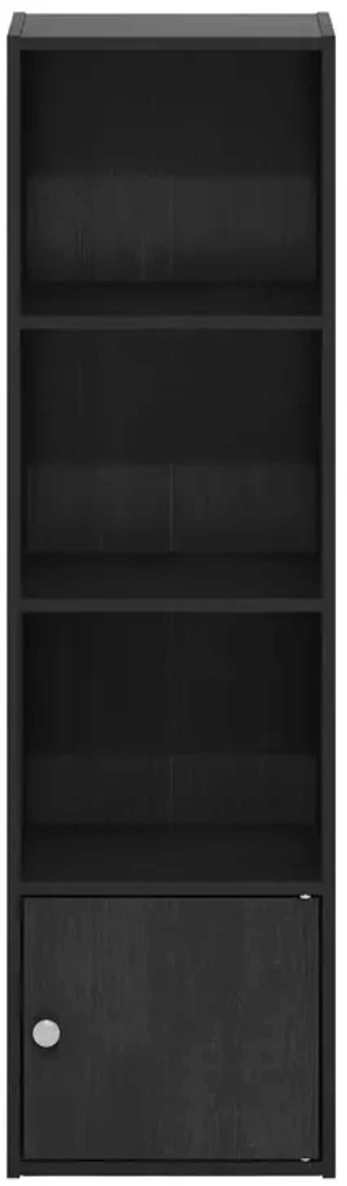 Furinno Luder 4-Tier Shelf Bookcase with 1 Door Storage Cabinet, Blackwood