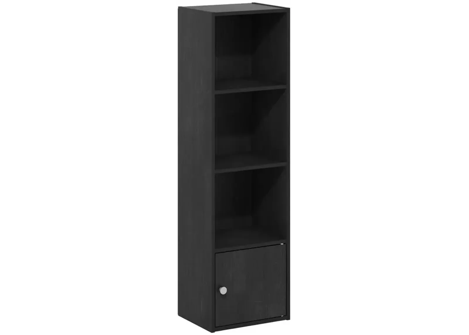 Furinno Luder 4-Tier Shelf Bookcase with 1 Door Storage Cabinet, Blackwood