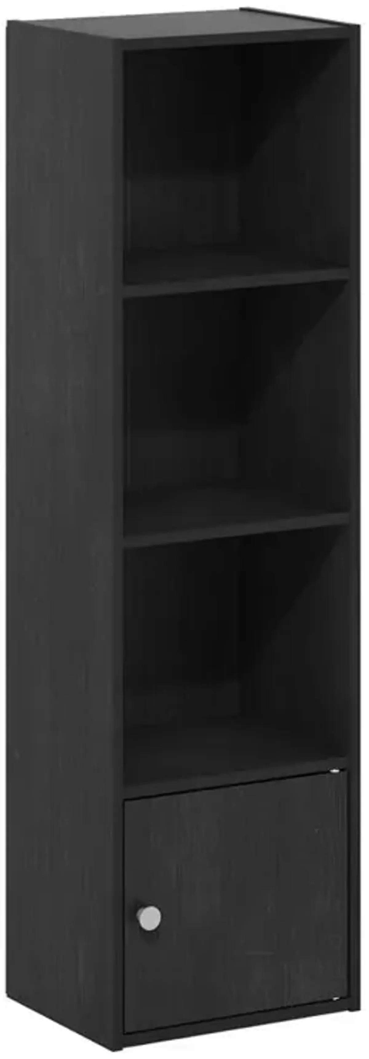 Furinno Luder 4-Tier Shelf Bookcase with 1 Door Storage Cabinet, Blackwood