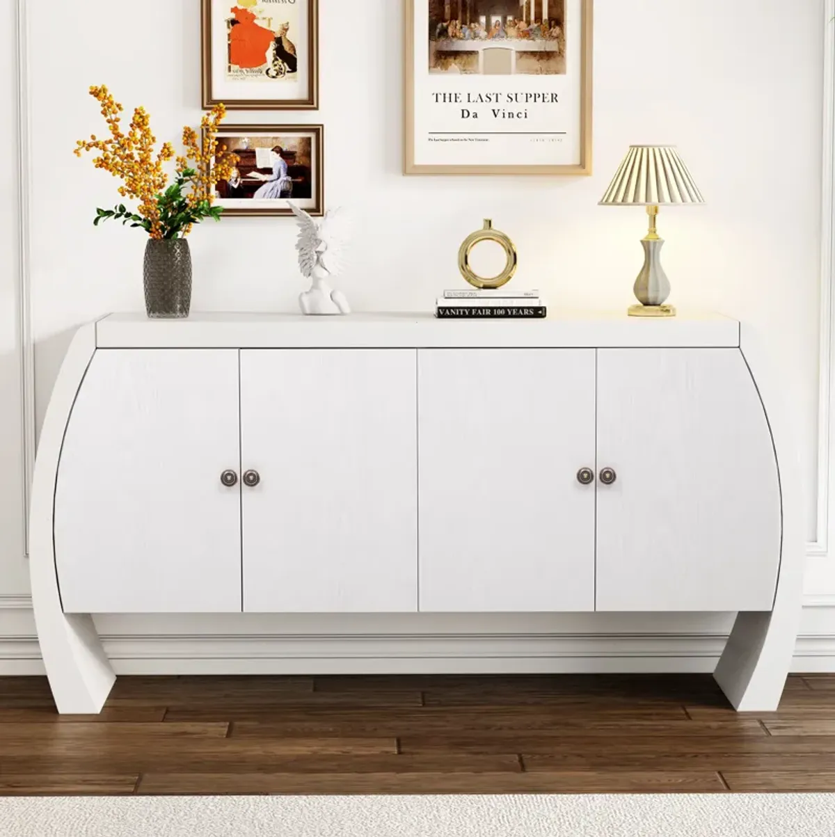 Merax 4-Door Ash Veneer Sideboard Storage Cabinet