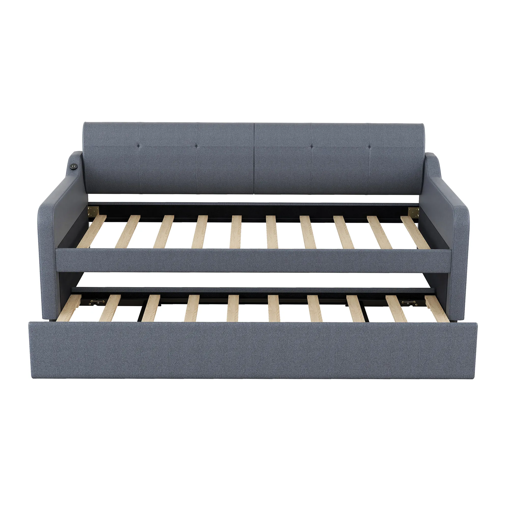 Merax Upholstery Daybed with Trundle and USB Charging Design