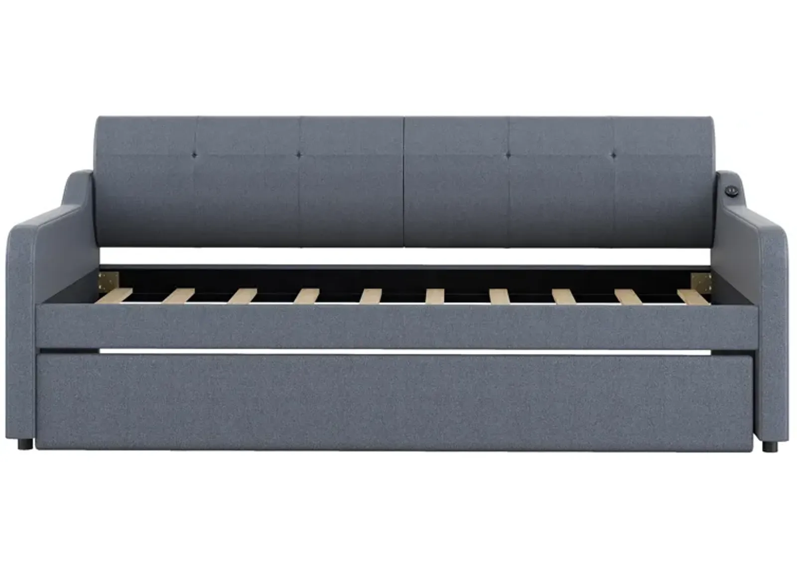 Merax Upholstery Daybed with Trundle and USB Charging Design