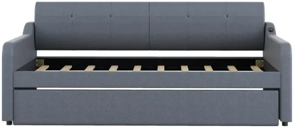 Merax Upholstery Daybed with Trundle and USB Charging Design