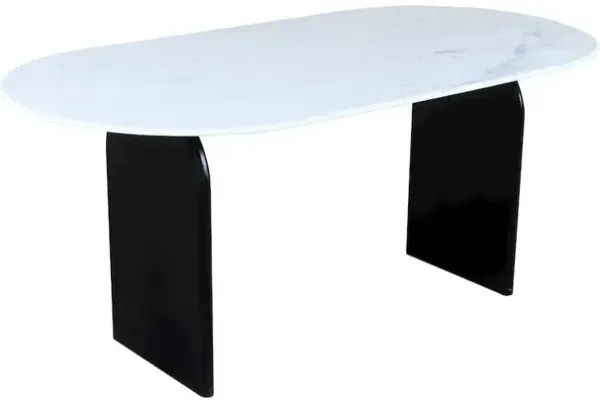 Terra 72 Oval Dining Table with White Marble Top
