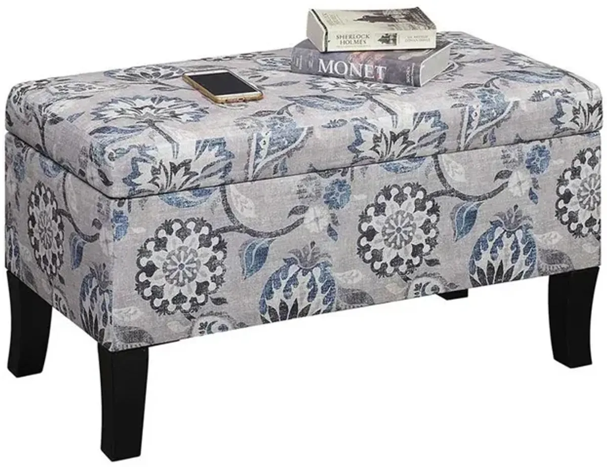 Convenience Concepts Designs4Comfort Winslow Storage Ottoman, Gray Flora Fabric