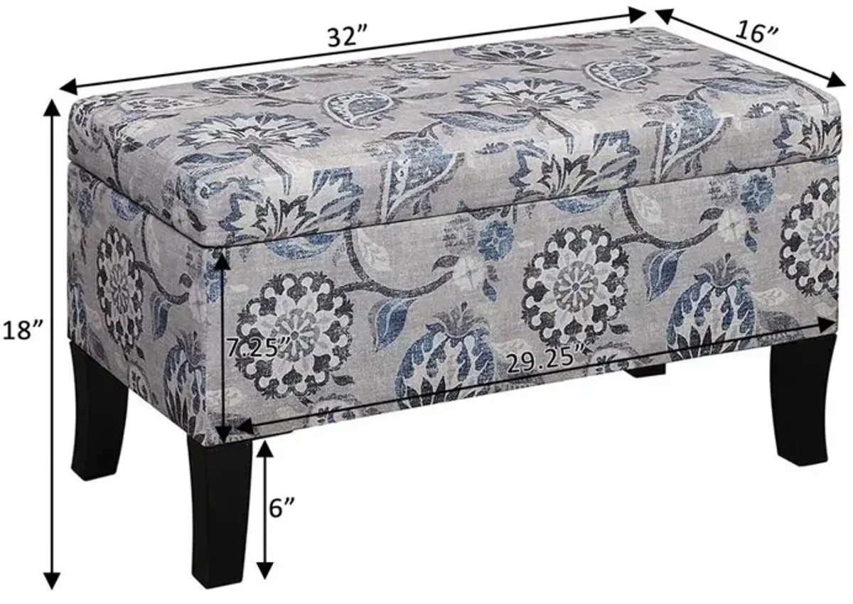 Convenience Concepts Designs4Comfort Winslow Storage Ottoman, Gray Flora Fabric