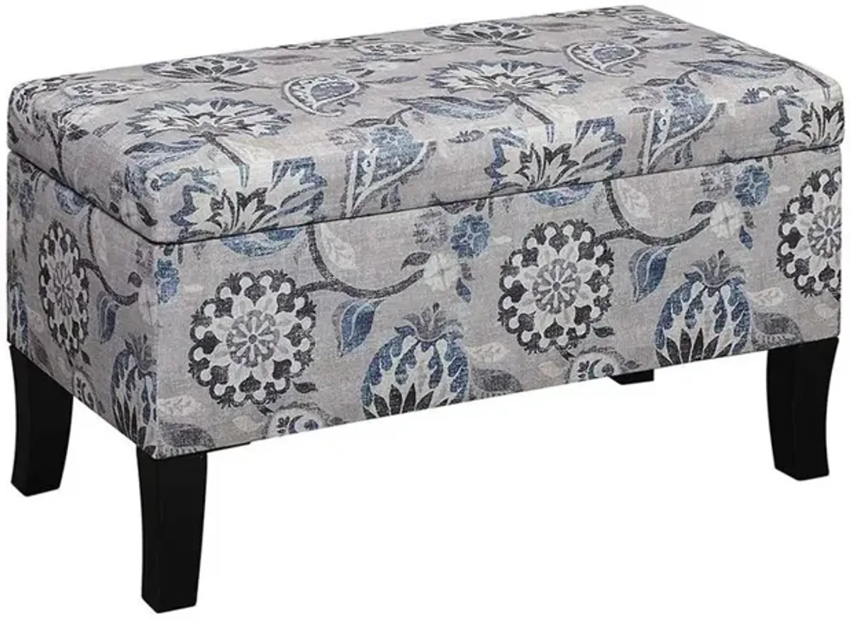 Convenience Concepts Designs4Comfort Winslow Storage Ottoman, Gray Flora Fabric