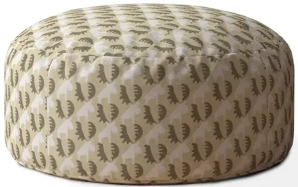 Hivvago 24" Beige Cotton Round Animal Print Ottoman
