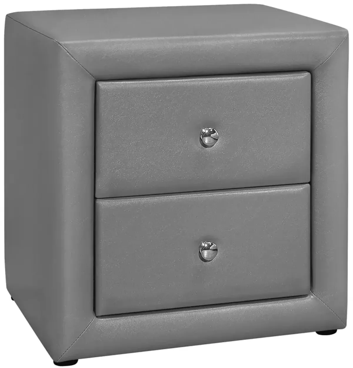 Monarch Specialties I 5602 Bedroom Accent, Nightstand, End, Side, Lamp, Storage Drawer, Bedroom, Upholstered, Pu Leather Look, Grey, Transitional