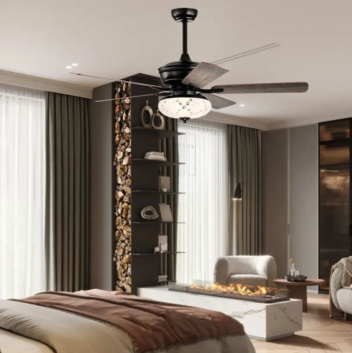 52 Inch Ceiling Fan with 3 Wind Speeds and 5 Reversible Blades