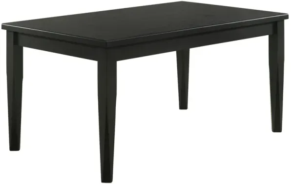 Brar Dining Table, 59 Inch Rectangular Top, Classic Black Hardwood and Oak - Benzara