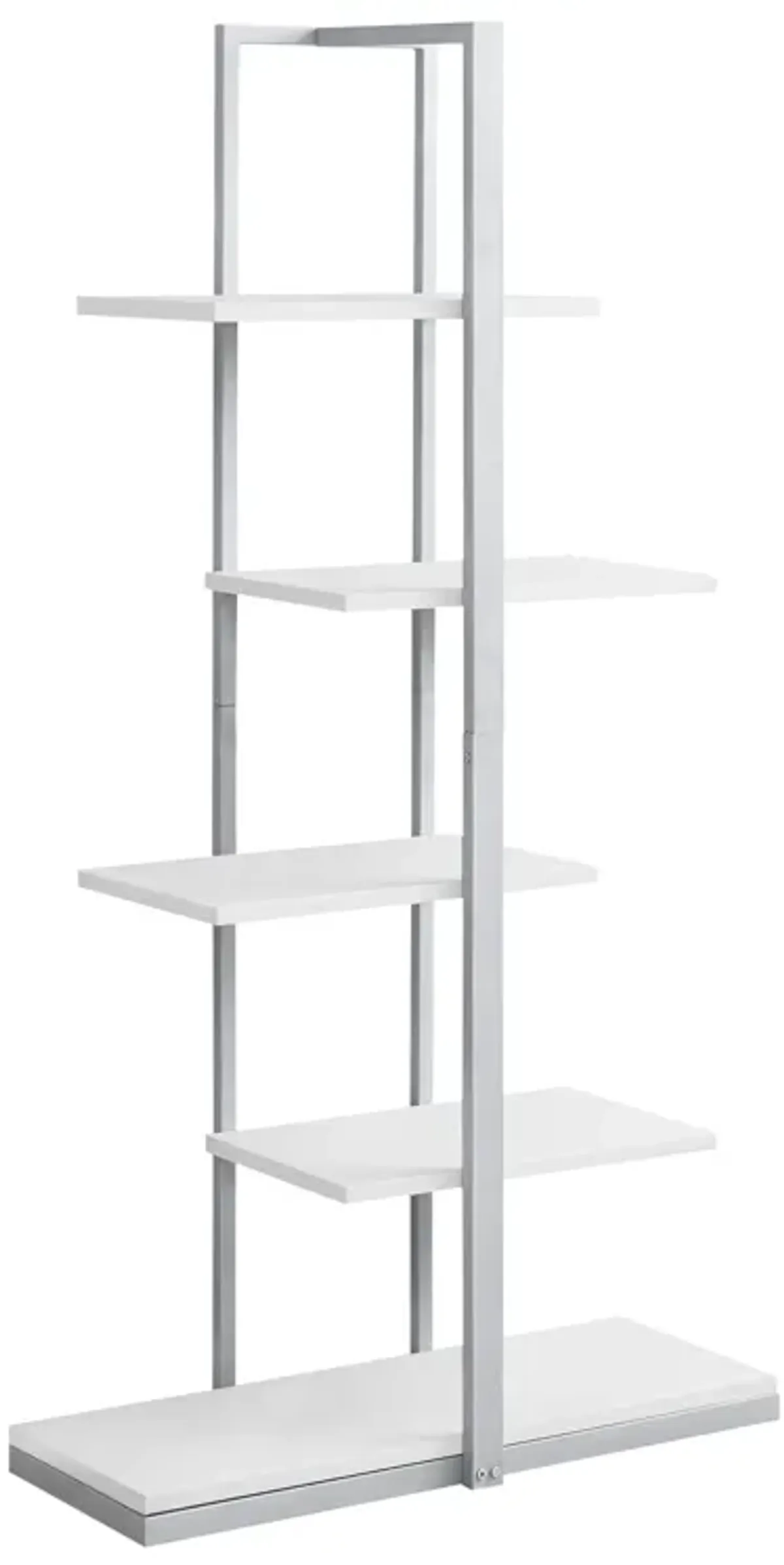 Monarch Specialties I 7233 Bookshelf, Bookcase, Etagere, 5 Tier, 60"H, Office, Bedroom, Metal, Laminate, White, Grey, Contemporary, Modern