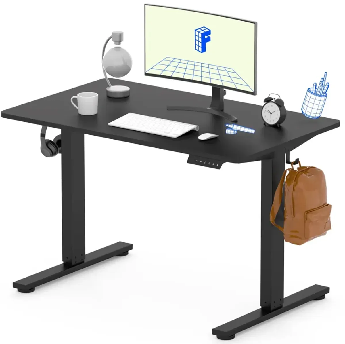 FLEXISPOT EN1 Whole-Piece Standing Desk 40 x 24 Inches Height Adjustable Small Desk Electric Sit Stand Desk Home Office Table St