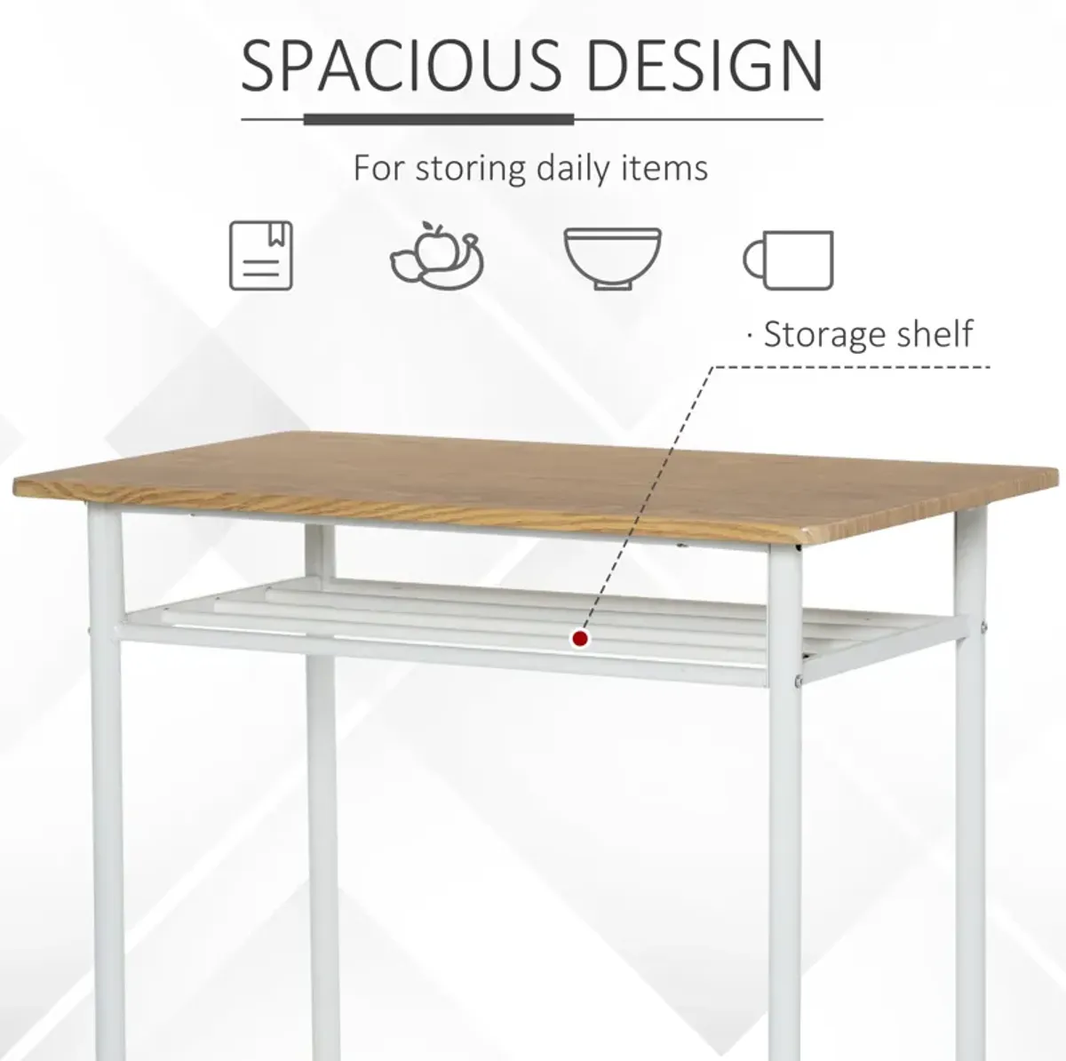 White Oak Dining Set: 3-Piece Counter-Height Bar Table and Stools