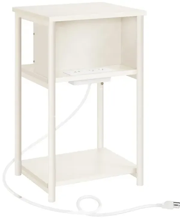 Side Table with Charging Station - 3-Tier End Table with USB Ports and Outlets for Convenient Charging