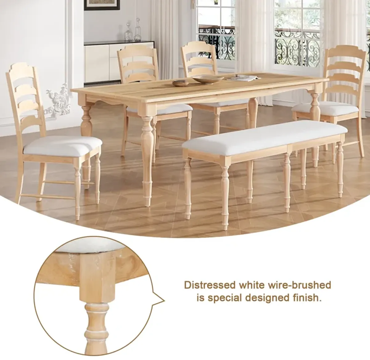 Merax Vintage Traditional 6-Piece Dining Set