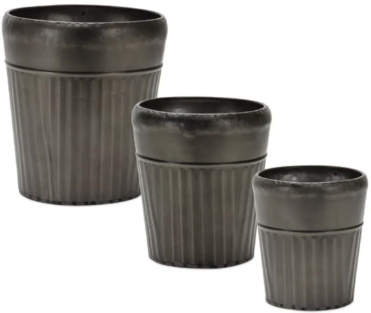 Pewter Planter with Tapered Design for Elegant Plant Display and Home Décor (Set of 3)