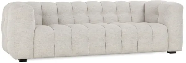 Eifa Sofa with Glam Retro Light Beige Biscuit Tufted Fabric 95 Inch - Benzara