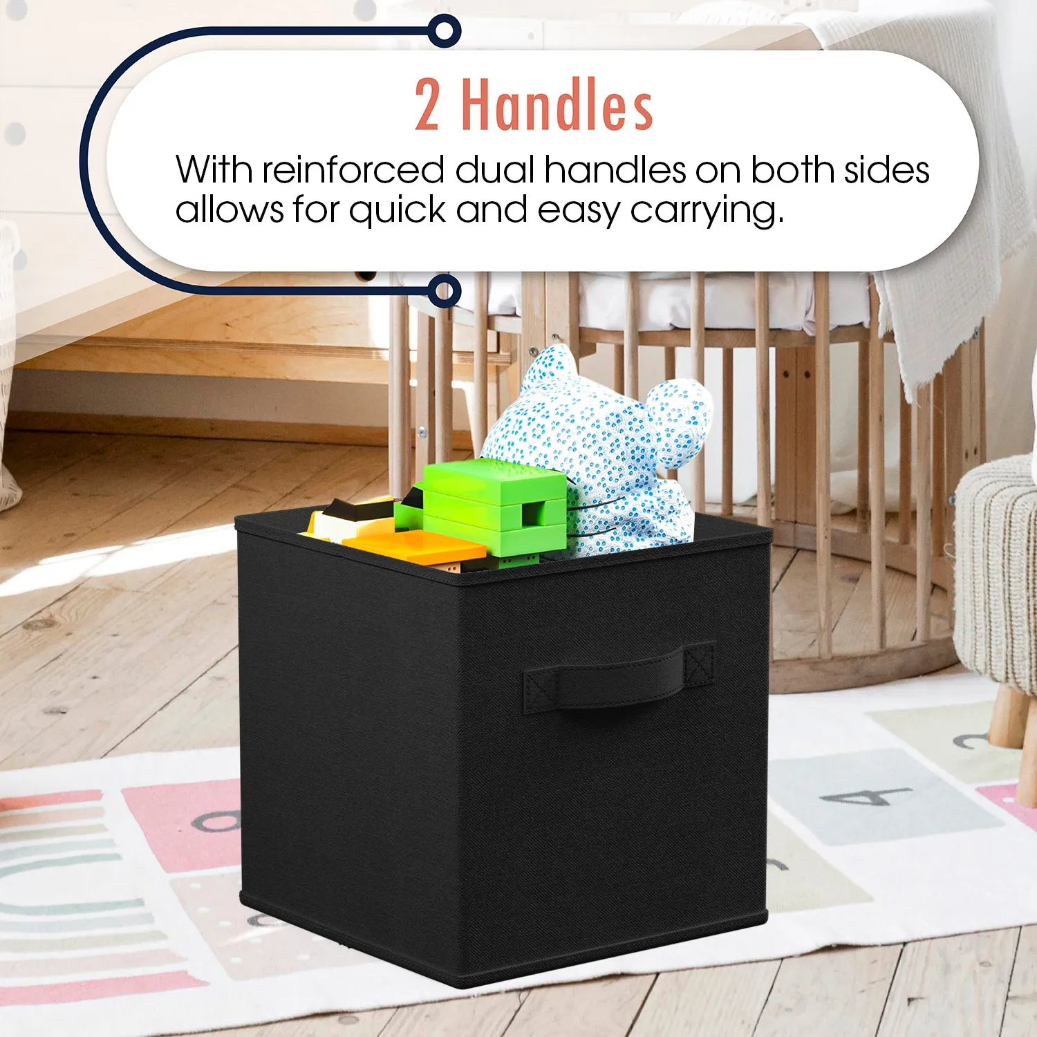 Foldable Storage Cube Bin with Dual Handles