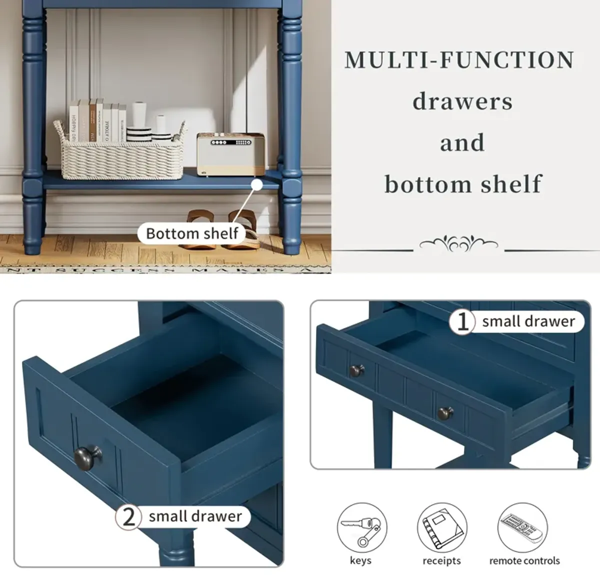 Merax Narrow Console Table with 3 Storage Drawers