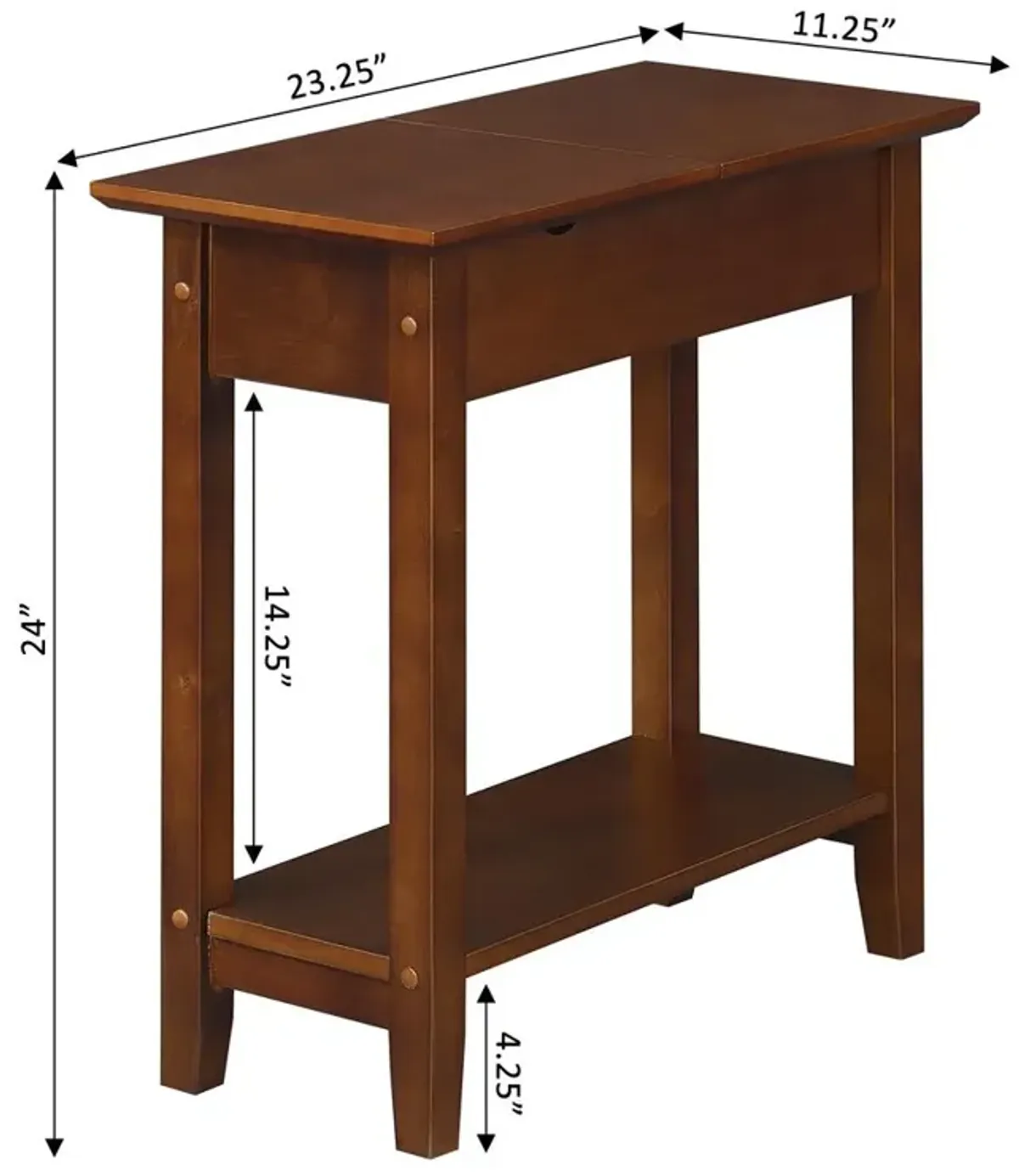 Convience Concept, Inc. American Heritage Flip Top End Table with Charging Station and Shelf