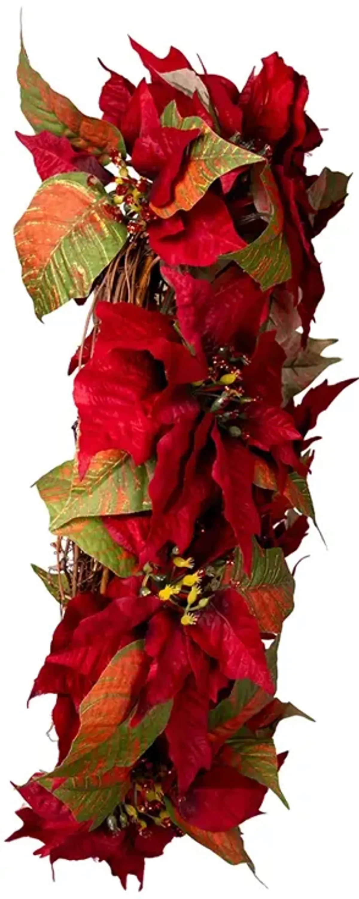 24" Un-Lit Red Poinsettia Wreath