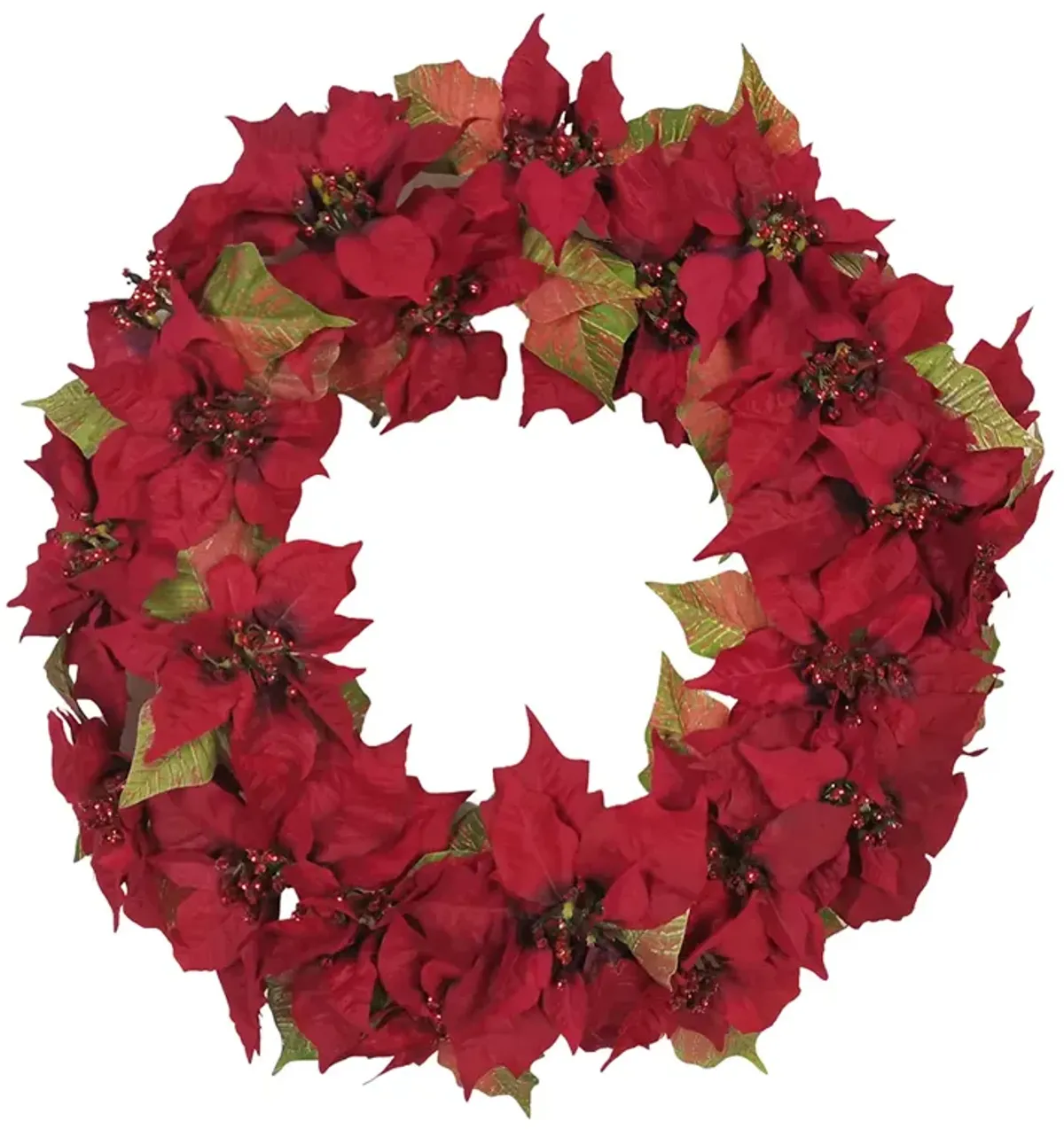 24" Un-Lit Red Poinsettia Wreath