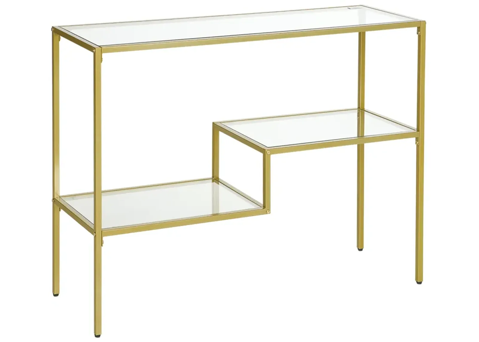 Gold Entryway Accent: 39" Console Table with Glass Top & Steel Frame