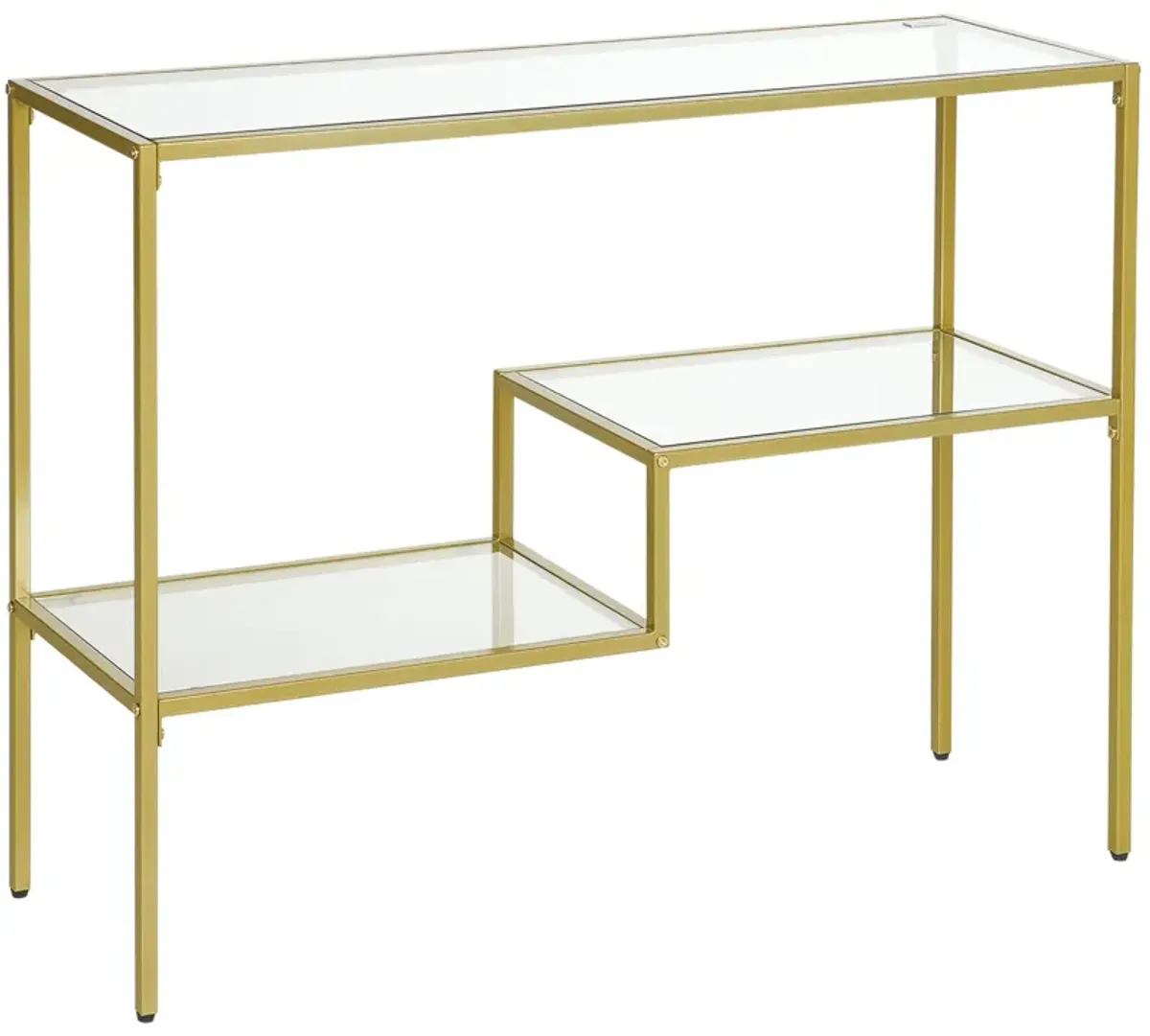 Gold Entryway Accent: 39" Console Table with Glass Top & Steel Frame