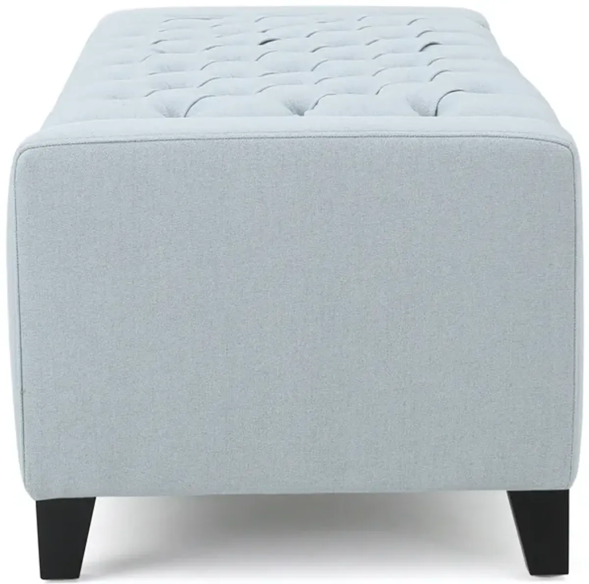 Liani Storage Ottoman Bench, Light Blue Fabric, Tufted Top, 51 Inch -Benzara