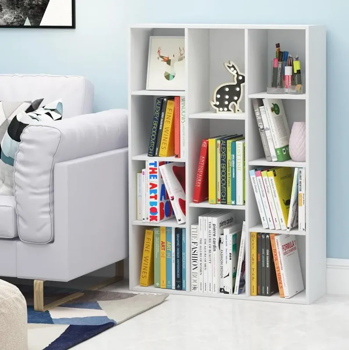 Furinno 11-Cube Reversible Open Shelf Bookcase, White